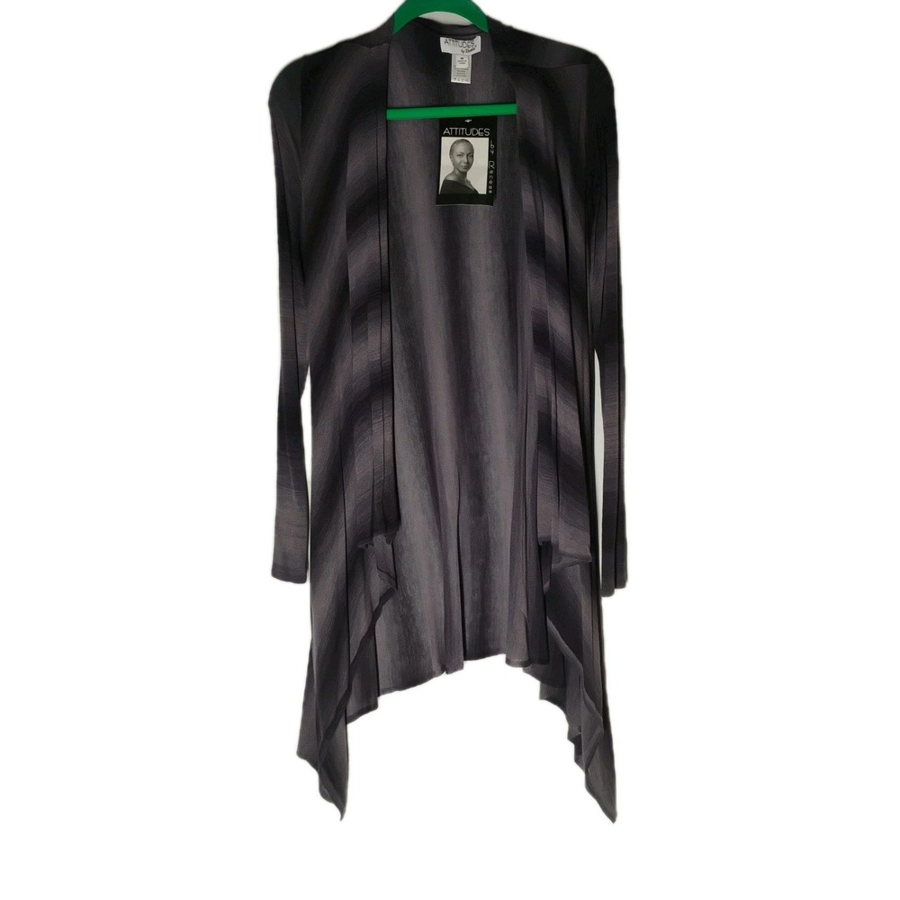 NWT Attitudes By Renee Womens MEDIUM Light Weight Gray‎ Black Ombre Cover Up Top